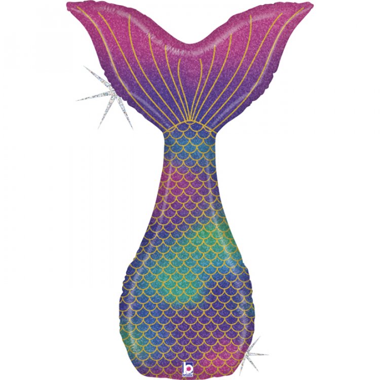 Mermaid Tail Holographic Supershape Balloon