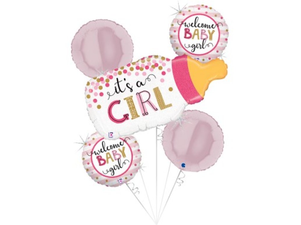 Μπιμπερό supershape μπαλόνι με τύπωμα It's a girl για πάρτυ με θέμα το baby shower