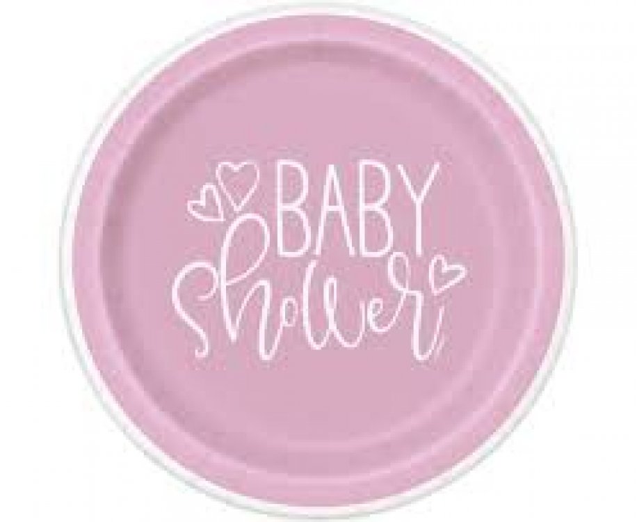 Pink Baby Shower Small Paper Plates (8pcs)