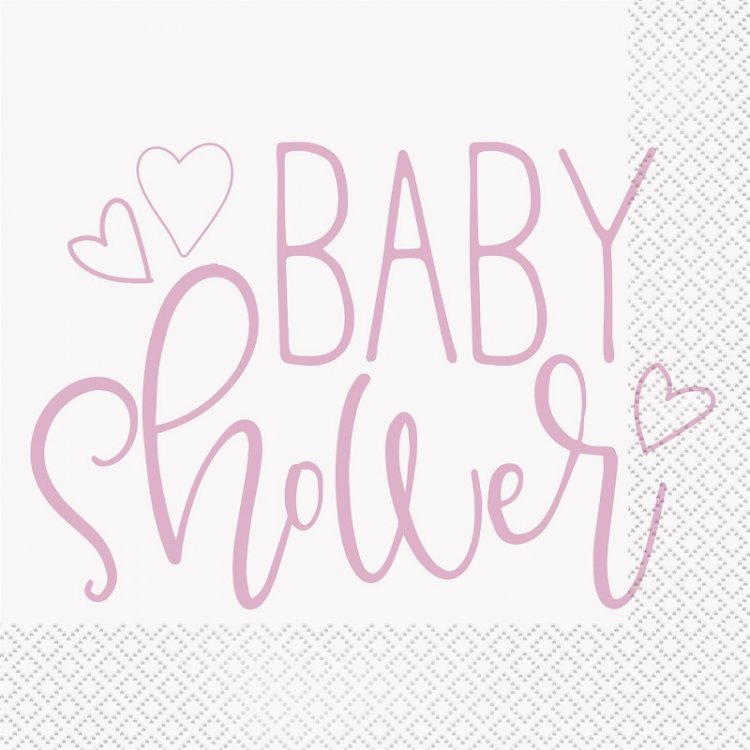 Ροζ Baby Shower Χαρτοπετσέτες (16τμχ)