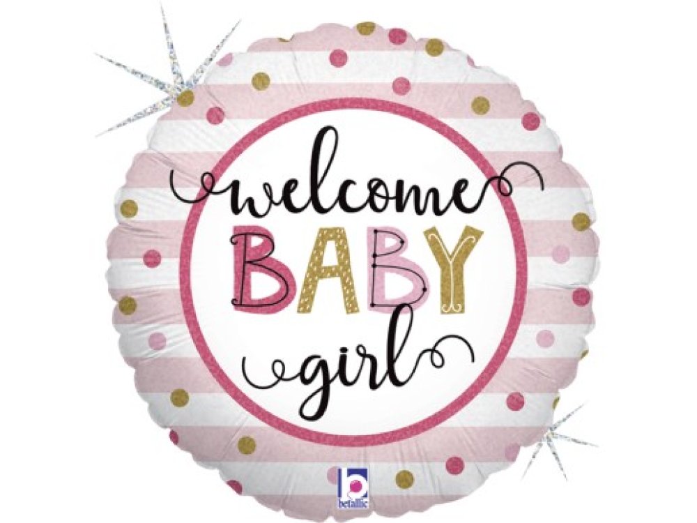 Ροζ Ρίγες Welcome Baby Girl Foil Μπαλόνι (46εκ)