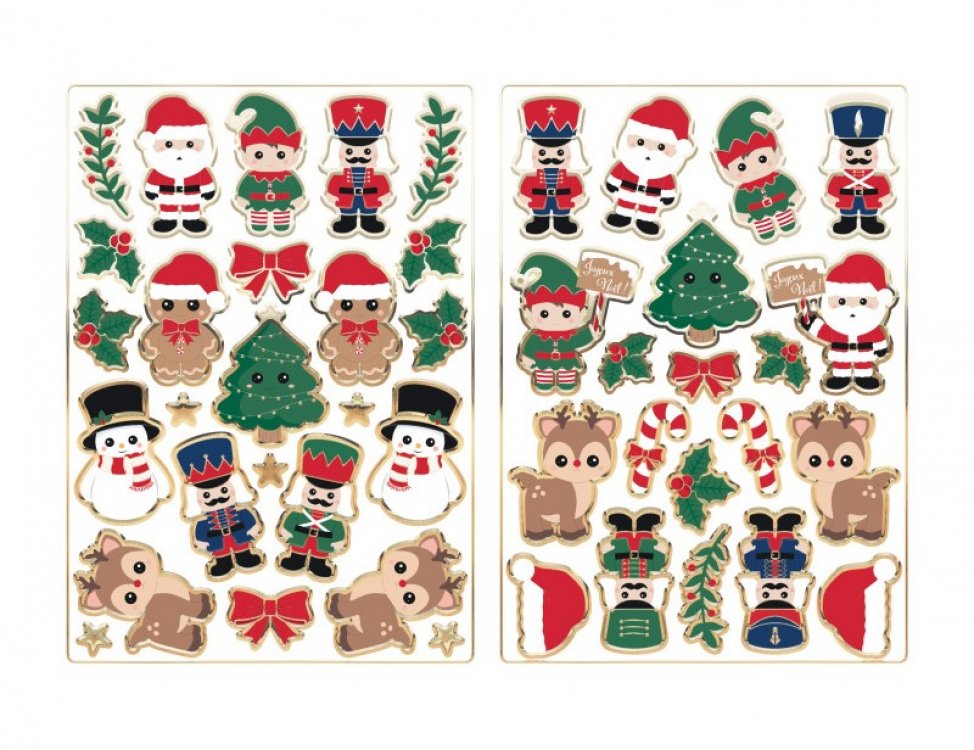 Xmas friends stickers with gold foiled edging 50pcs