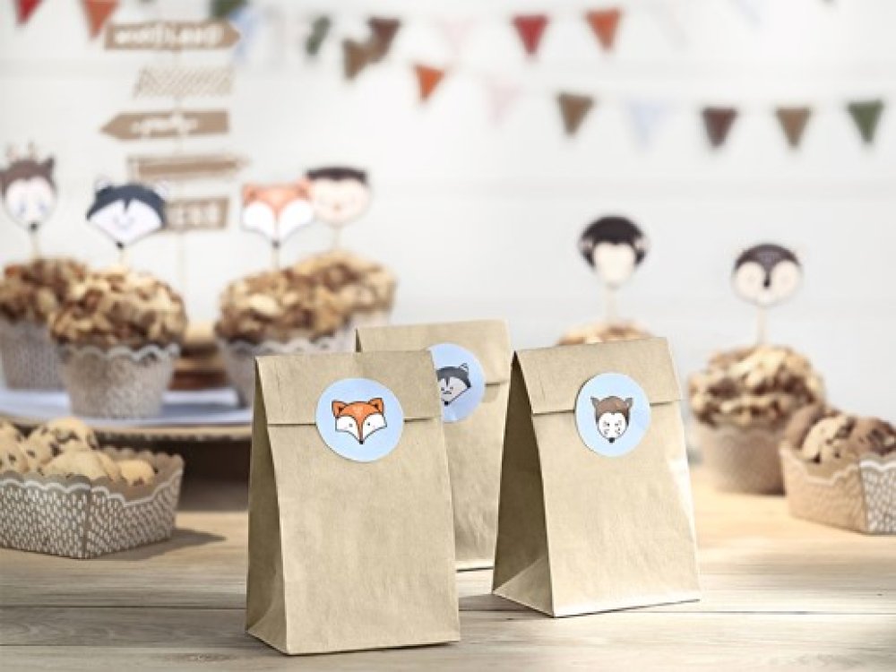 Woodland Paper Treat Bags with Stickers (6pcs)
