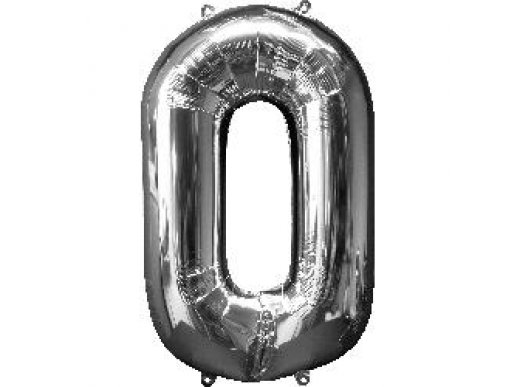 Supershape Μπαλόνι Αριθμός 0 Μηδέν Ασημί (100εκ)