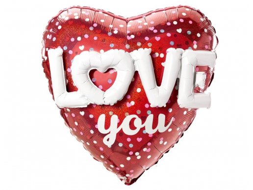 Μπαλόνι καρδιά με 3D τα γράμματα LOVE 91εκ