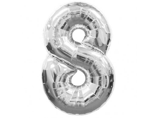 Supershape Μπαλόνι Αριθμός 8 Οχτώ Ασημί (100εκ)