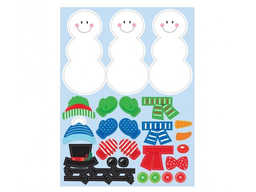 Stickers dress the snowman for Christmas