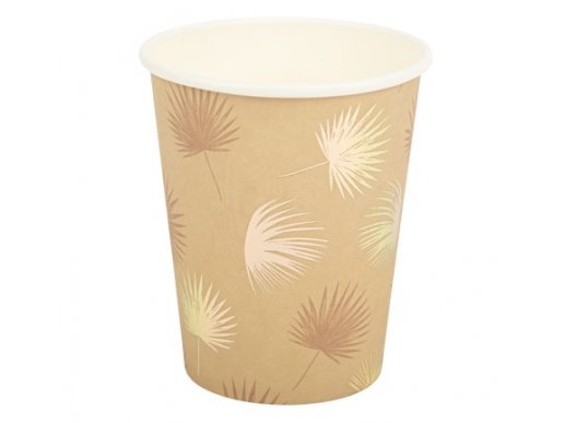 Sand and gold leaves paper cups