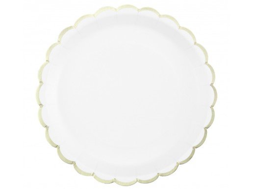 Άσπρα Μεγάλα Χάρτινα Πιάτα με Χρυσοτυπία (8τμχ)