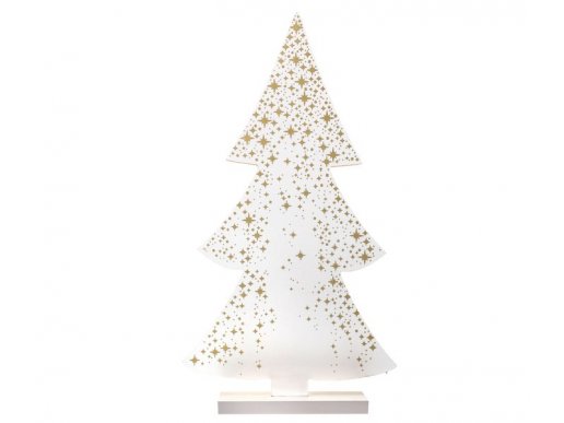 White wooden Christmas tree decoration with gold stars 27cm
