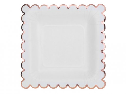 Άσπρο και ροζ χρυσό μικρά χάρτινα πιάτα με κυματιστό σχέδιο 10τμχ