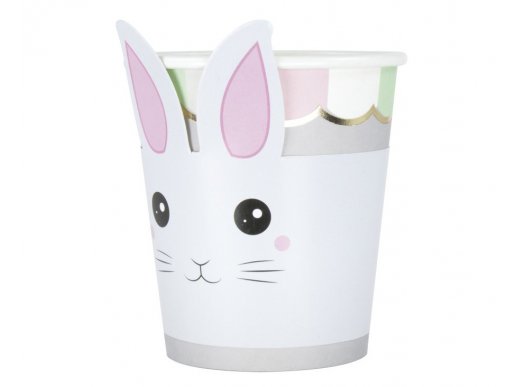 Decorative cup rings with the white bunny 8pcs