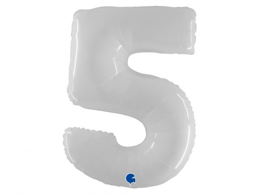 White large balloon in the shape of number 5 100cm