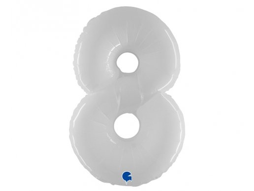 Μεγάλο μπαλόνι με τον αριθμό 8 σε άσπρο χρώμα 100εκ