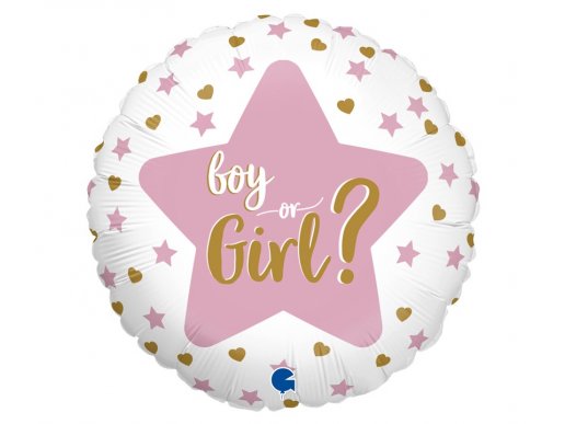 Ροζ αστέρι Boy or Girl foil μπαλόνι 45εκ