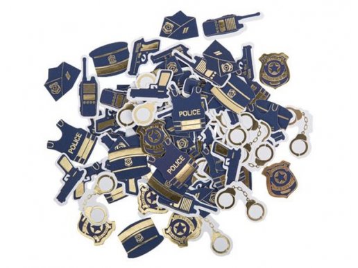 Blue and gold police theme table confettis 100ps