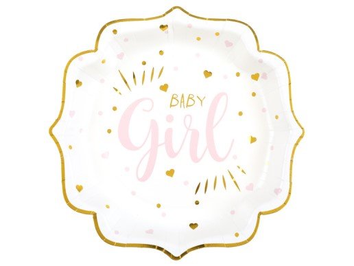 Baby Girl Ροζ με Χρυσοτυπία Πιάτα Χάρτινα (10τμχ)