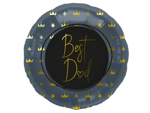 Best Dad foil balloon with gold letters and little crowns 45cm