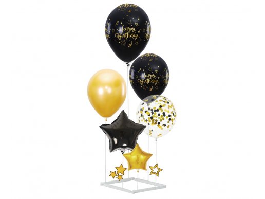 Black Happy Birthday DIY balloon bouquet 6pcs