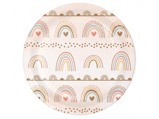 Boho rainbow small paper plates 8pcs