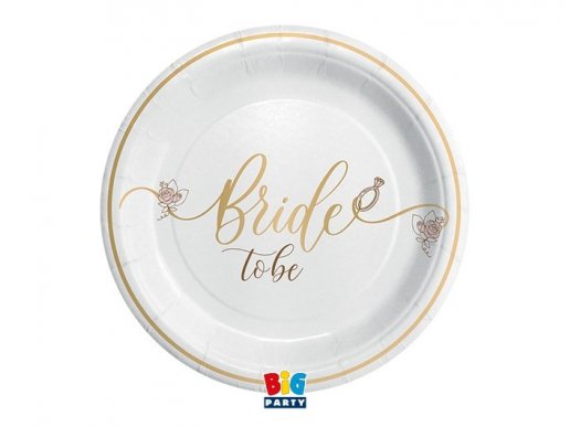 Bride to Be άσπρα μικρά χάρτινα πιάτα με χρυσά γράμματα 8τμχ
