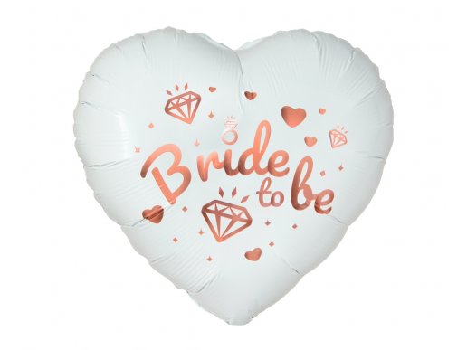 Bride to Be white heart shaped foil balloon with rose gold print 45cm