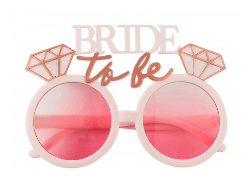 Bride to Be pink glasses with diamond rings