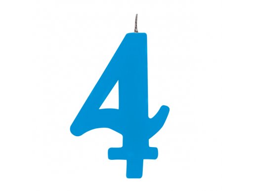 Κερί Αριθμός 4 (Τέσσερα) Γαλάζιο για Τούρτα (7,5εκ)