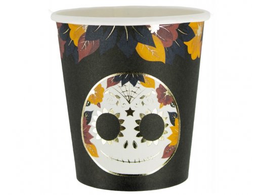 Chic Dia de los Muertos paper cups with gold foiled details