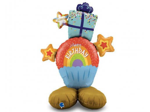 Cupcake and gift extra large self standing foil balloon 119cm