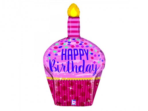Cupcake Ροζ Και Φούξια Μπαλόνι Supershape Για Γενέθλια