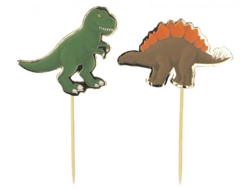Dinosaurs decorative picks with gold foiled edging 10pcs