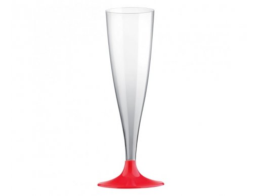 Διάφανα πλαστικά κολονάτα ποτήρια με κόκκινη βάση 10τμχ