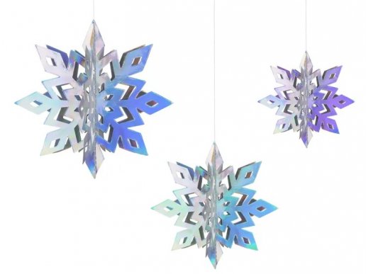 Iridescent decorative snowflakes 6pcs