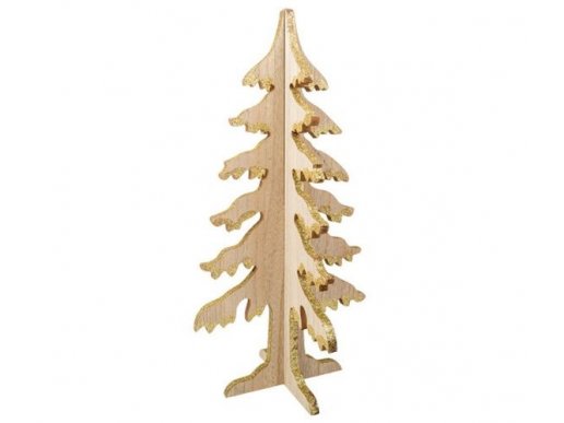Decorative wooden Christmas tree with gold glitter details 40,5cm