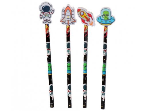 Space Pencil set and erasers 4pcs