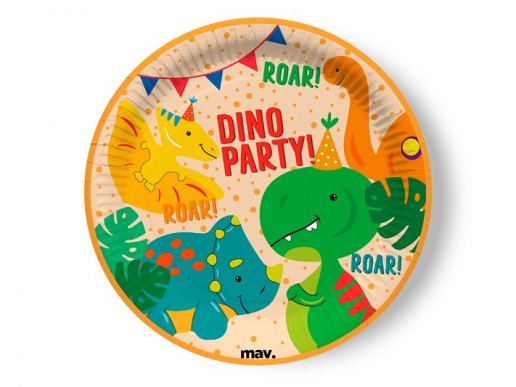 Dino Party μεγάλα χάρτινα πιάτα 8τμχ