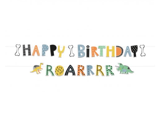 Dino Roar Happy Birthday garland 150cm