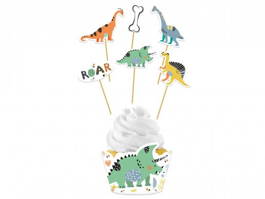 Κιτ για cupcakes με θέμα τους δεινόσαυρους 12τμχ