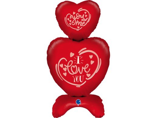 Διπλή Κόκκινη Καρδιά I Love You Supershape Μπαλόνι Δαπέδου (97εκ)