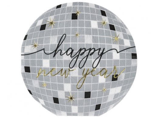 Disco Happy New Year στρογγυλές χαρτοπετσέτες για την Πρωτοχρονιά 16τμχ