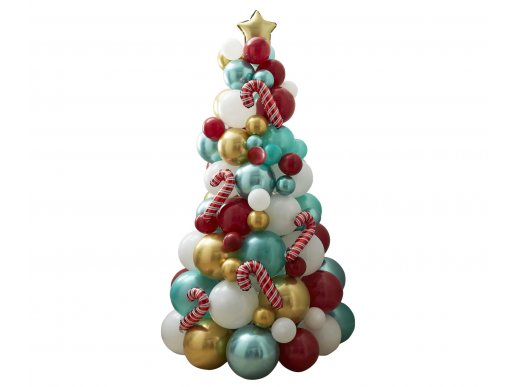 DIY Χριστουγεννιάτικο δέντρο με γλυφιτζούρια σύνθεση με μπαλόνια180εκ