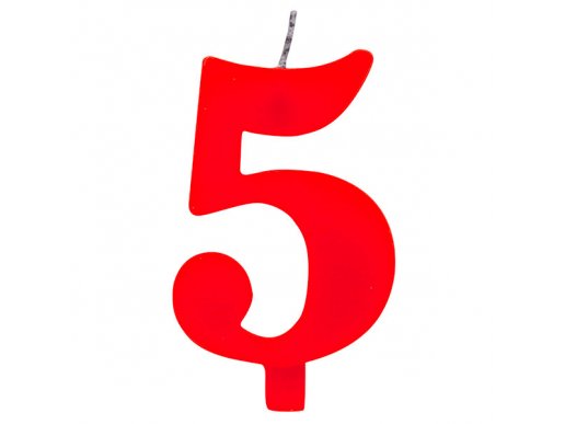 Number Five Red Cake Candle