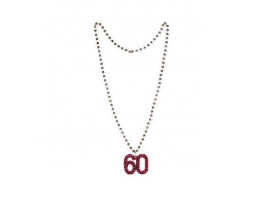 Bead necklace with number 60 medallion