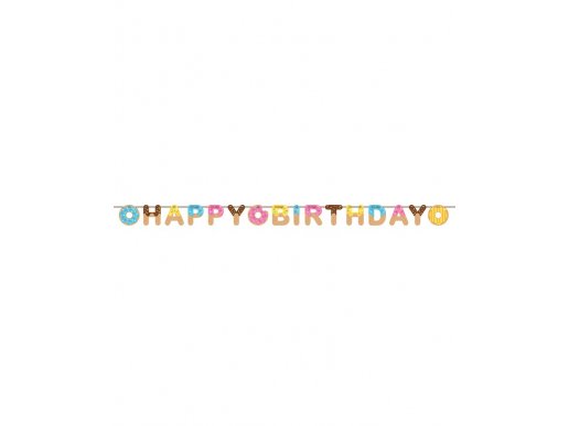 Happy Birthday γιρλάντα για πάρτυ γενεθλίων με θέμα τα ντόνατς