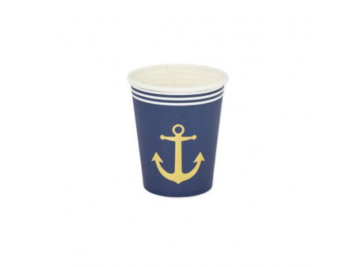 Gold Navy Paper Cups 8/pcs