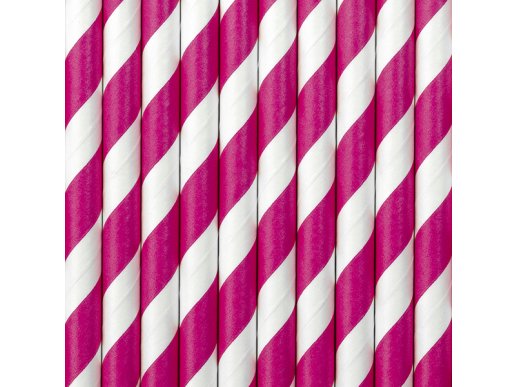 Hot Pink Swirl paper Straws 10/pcs