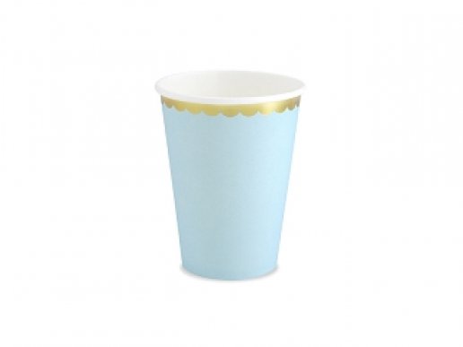 Pale Blue Paper Cups with Gold Edge (6pcs)