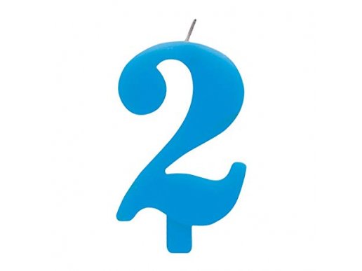 Αριθμός 2 (Δύο) Γαλάζιο Κεράκι για Τούρτα