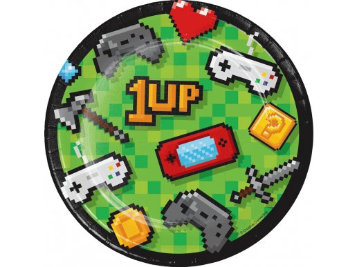 Gaming Party Small Paper Plates (8pcs)